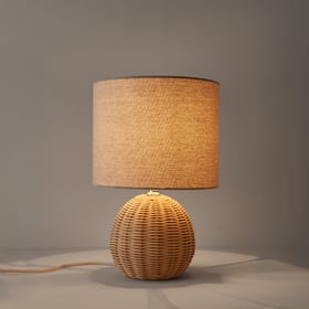 Tischlampe Horea Aus Rattan Und Leinen