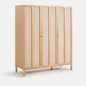 La Redoute Interieurs 3-türiger Schrank Mit Kleiderstange Und Wäschefach, Esche Furniert Und Leinenstoff, Esmara