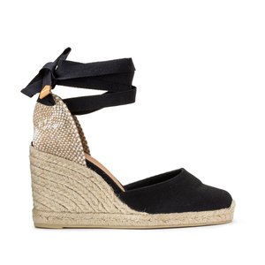 Wedge espadrilles with ankle tie denim La Redoute Collections La Redoute