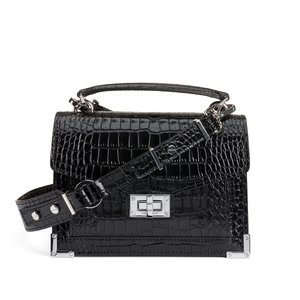 Emily medium crossbody bag in patent mock croc leather black The Kooples La Redoute