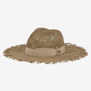Chapeau de paille foulard imprime ecrum noir Oxbow La Redoute
