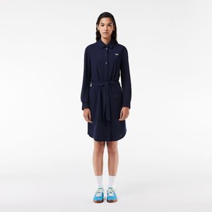 Robe a capuche en maille piquee Lacoste bleu marine La Redoute