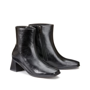 Boots en cuir vernis a talon noir La Redoute Collections La Redoute