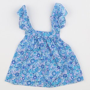 Robe liberty tres bon etat blanc bleu Jacadi La Redoute