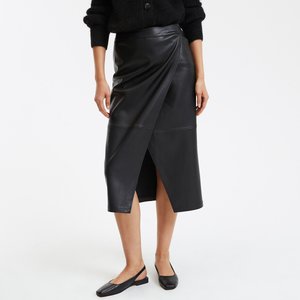 Jupe paper bag longue crayon en simili La Redoute Collections noir La Redoute