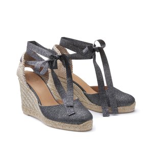 Chiara iridescent linen espadrilles with wedge heel dark grey Castaner La Redoute