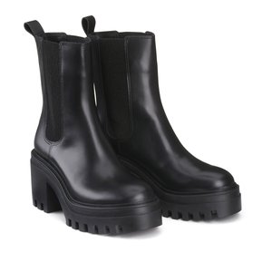 Bottines cuir a talon et plateforme noir Maison Minelli La Redoute