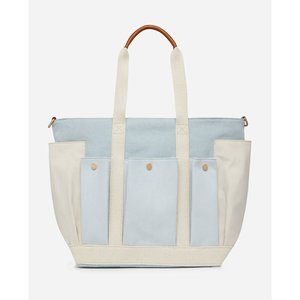 Shoppingtas in leer en gevlochten katoen denim Vanessa Bruno La Redoute