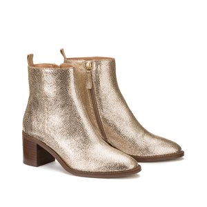 Boots a talon en cuir lisse signatures noir La Redoute Collections La Redoute