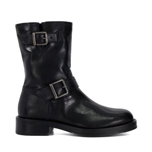 Bottines style motard en cuir phillyy noir cuir Dune London La Redoute