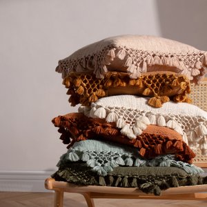 Kantha tufted diamond filled cushion 50x50cm ginger Furn. La Redoute