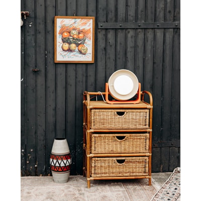 Petite commode en rotin Garance N°133 - Bon état DEBONGOUT
