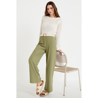 Pantalon large fluide ceinturé CACHE CACHE