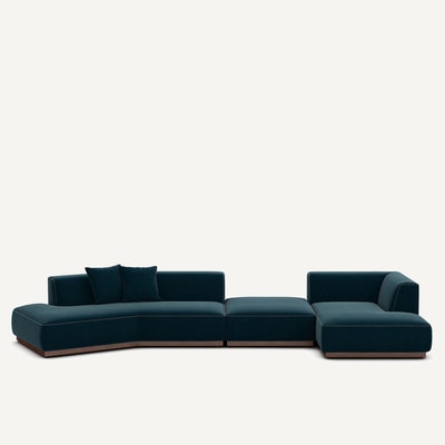 Offenes rechtes Ecksofa mit Fussstütze aus Velours, JACOPO AM.PM