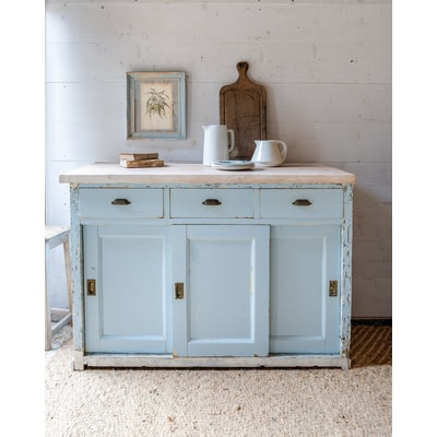 Long buffet en bois bleu ciel Gilbert N°738 - Bon état DEBONGOUT