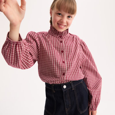 Camicia a quadri, maniche lunghe, colletto vittoriano LA REDOUTE COLLECTIONS