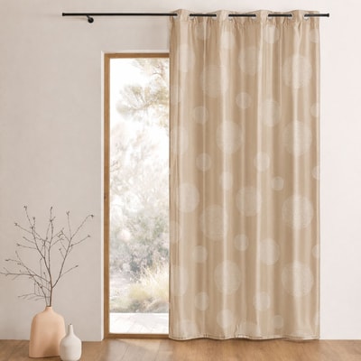 Rideau taffetas motif de ronds argentés HOME MAISON