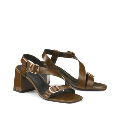 Sandali in pelle con fibbie, tacco alto LA REDOUTE COLLECTIONS