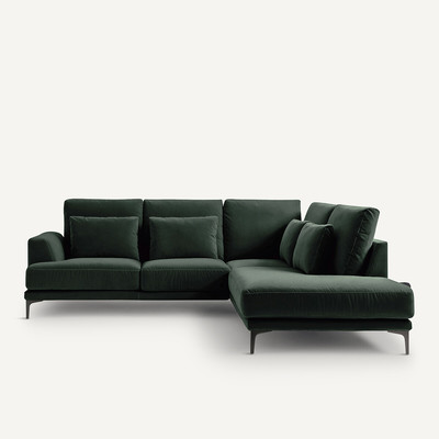 Geschlossenes Ecksofa Marsile mit Ecke rechts, Samt AM.PM