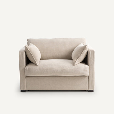 Sofá-cama 2 lugares, em linho espesso stonewashed, Neo Kinkajou AM.PM