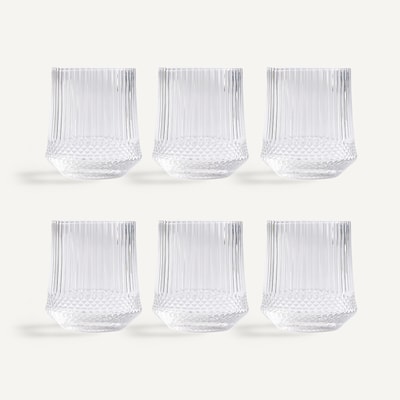 Set van 6 waterglazen, geslepen glas, ALUR AM.PM