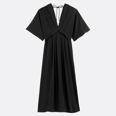 Abito lungo svasato, scollo a V, maniche al gomito LA REDOUTE COLLECTIONS