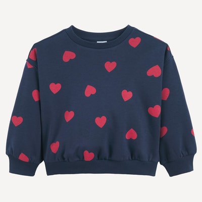 Sweater met ronde hals, hartjesprint, van fleece LA REDOUTE COLLECTIONS