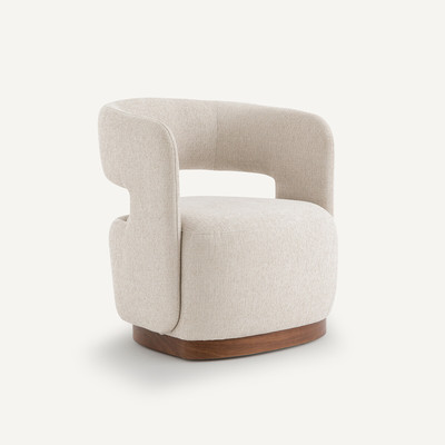 Fauteuil texturé pivotant base plaqué noyer Jesper AM.PM