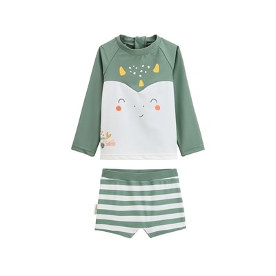 Maillot de bain bébé 2 pièces t-shirt de protection UV et boxer Hello Dino PETIT BEGUIN
