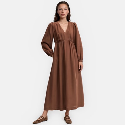 Lange jurk met V-hals en lange mouwen LA REDOUTE COLLECTIONS