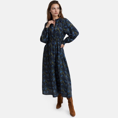Langes Kleid mit Blumenmuster, langen Ärmeln und Rüschenkragen LA REDOUTE COLLECTIONS