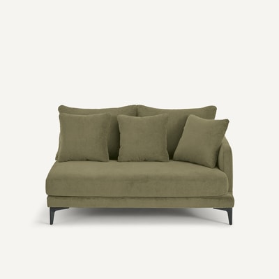 Halve zetel in stone-kleurig fluweel, 2-zit, MODERNISTE EMMANUEL GALLINA X AM.PM