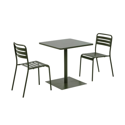 Table de jardin bistrot carré acier + 2 assises OREA + AMÉLIA SWEEEK