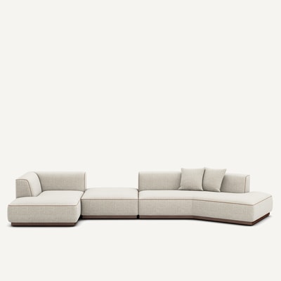 Offenes linkes Ecksofa mit Fussstütze aus jaspiertem Stoff, JACOPO AM.PM