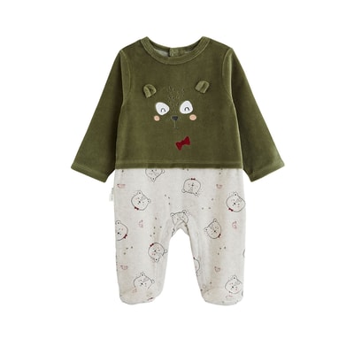 Pyjama bébé en velours Pistache PETIT BEGUIN