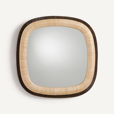 Miroir carré en rotin bicolore, hauteur 91 cm, MAE AM.PM
