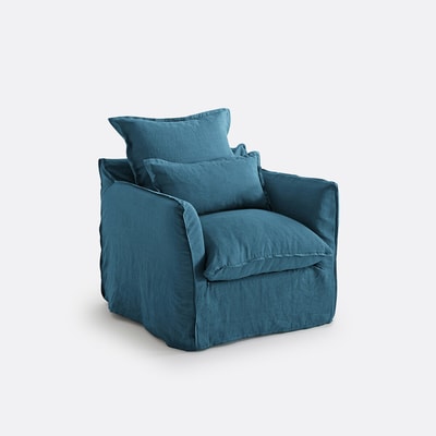 Fauteuil, afneembare hoezen, in gekreukt linnen, Odna LA REDOUTE INTERIEURS
