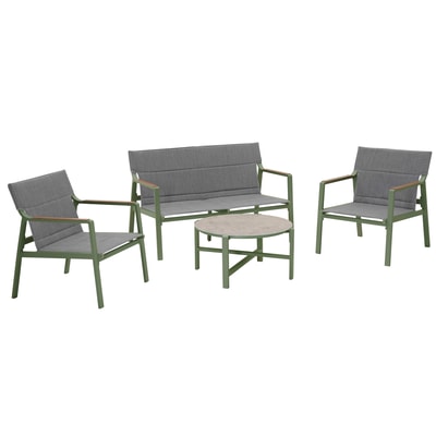 Salon de jardin 4 places en aluminium, LEKI OVIALA