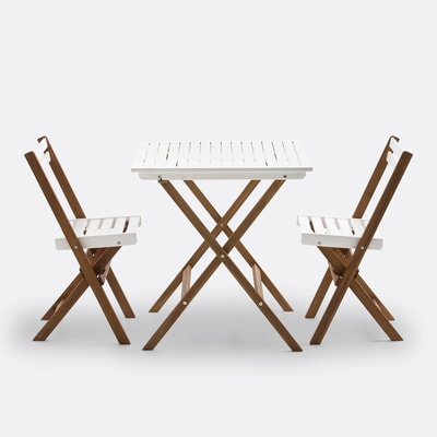 Inklapbare tuinset, acacia, 2-zits, vierkante tafel en 2 stoelen, DUDENA LA REDOUTE INTERIEURS