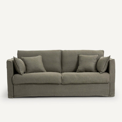 Sofá-cama em linho espesso stonewashed, Camille AM.PM