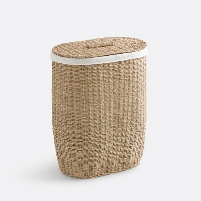 Panier à linge ovale, en jonc de mer tressé, AZURO LA REDOUTE INTERIEURS