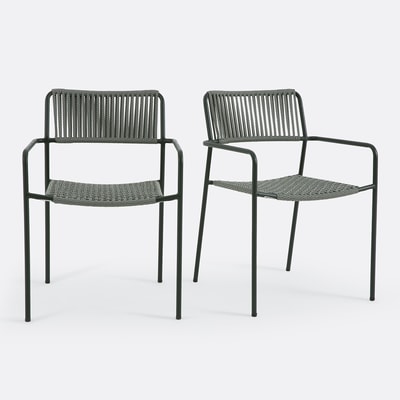 Lot de 2 fauteuils de jardin, en métal acier et en corde, NAMY LA REDOUTE INTERIEURS