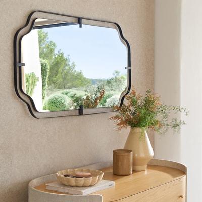 Miroir style années 30, en métal fer gun métal, hauteur 110 cm, EYLEEN AM.PM