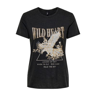 T-shirt met ronde hals en motief ONLY
