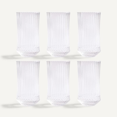 Set van 6 sapglazen, geslepen glas, ALUR AM.PM