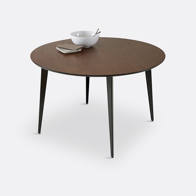 Mesa de jantar, redonda, vintage, folheado de nogueira, WATFORD LA REDOUTE INTERIEURS