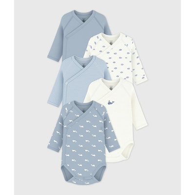 Set van 5 rompertjes met lange mouwen PETIT BATEAU