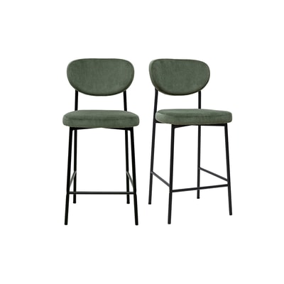 Tabourets de bar fixes en tissu effet velours taupe H65 cm (lot de 2) BREKA MILIBOO