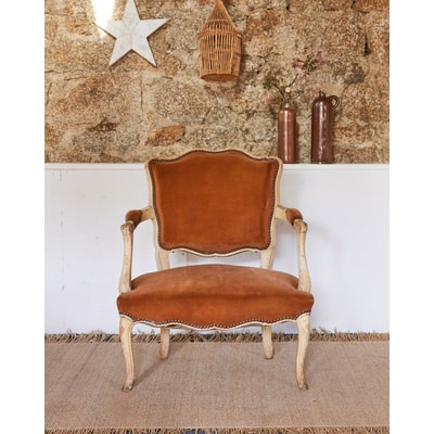 Fauteuil voltaire en bois patiné Ernest N°821 - Bon état DEBONGOUT