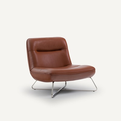 Fauteuil cuir et nickel satiné, Helma AM.PM